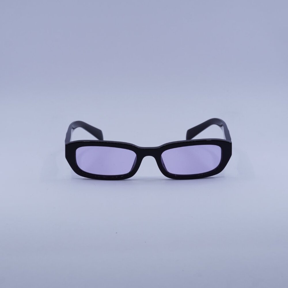 Prada PRB06S 16K40J Sunglasses Black Rectangle Frame, Violet Lenses - Picture 2 of 11